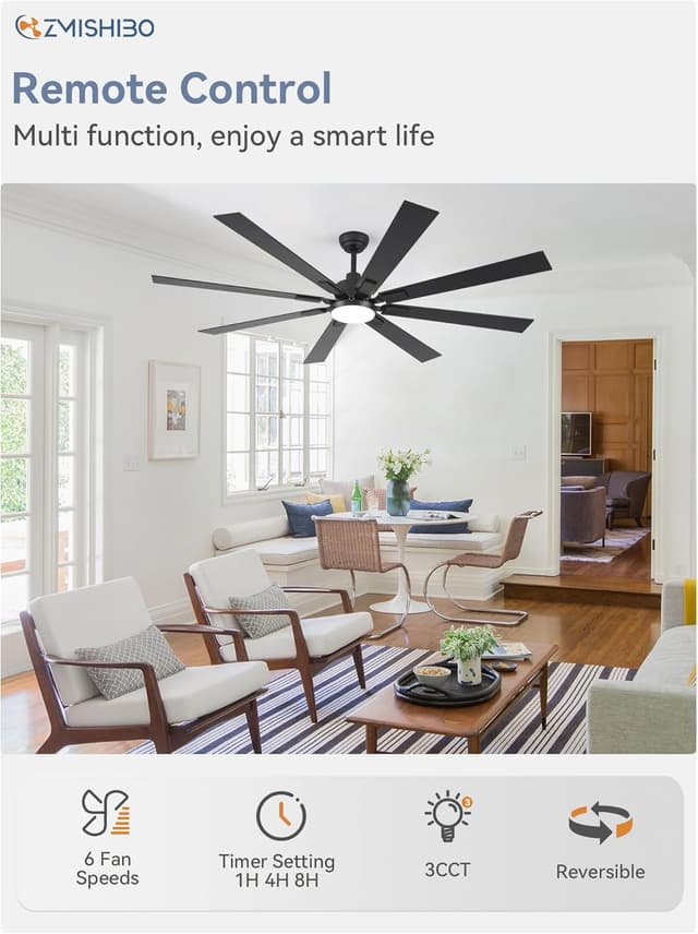 Thumbnail 3 de ZMISHIBO 72-inch Ceiling Fan with Lights
