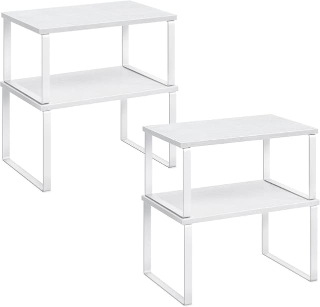 Detalle de SONGMICS KCS027W01 Kitchen Cupboard Organisers (Set of 4) – stackable, expandable counter spice racks