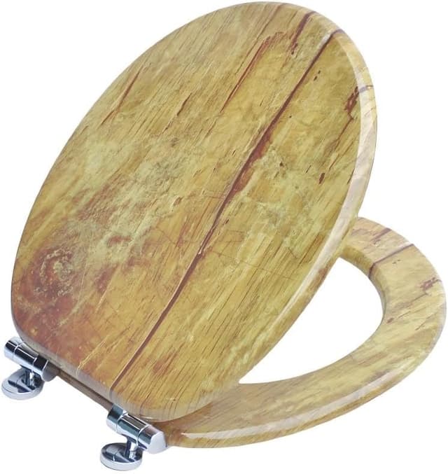 Detalle de SAINOS MDF-Toilettensitz mit Soft-Close & Absenkautomatik, O-förmig, verstellbare Scharniere aus Zinklegierung