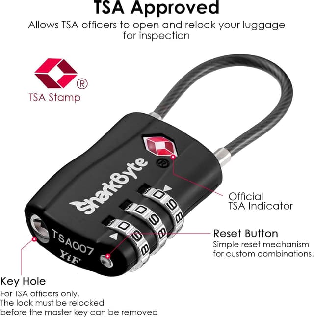 Detalle 2 de SharkByte TSA Approved Luggage Locks 3-Pack 🔒