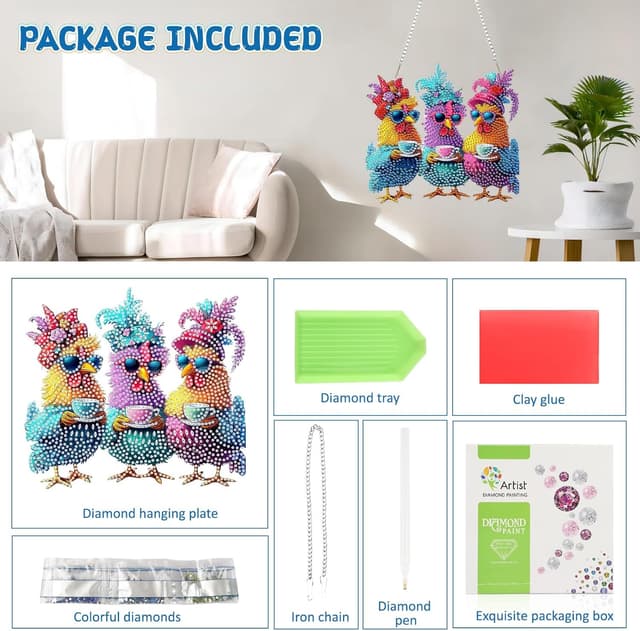 Detalle 2 de DOMROM Huhn Diamond Art Anhänger