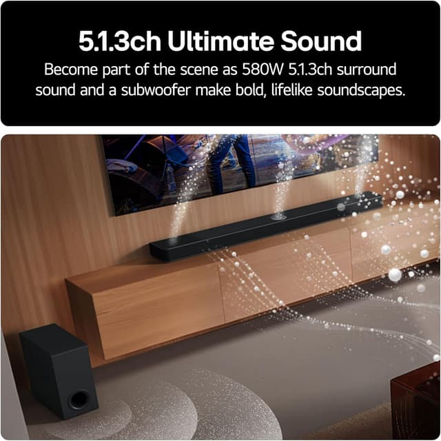 Detalle de LG Home Cinema Soundbar US80TR with Dolby Atmos and included rear speakers