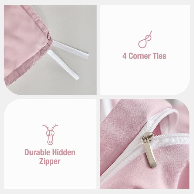 Detalle de Tokokimo Ruffle Duvet Cover Double (200x200 cm) in Pink with 2 Pillowcases