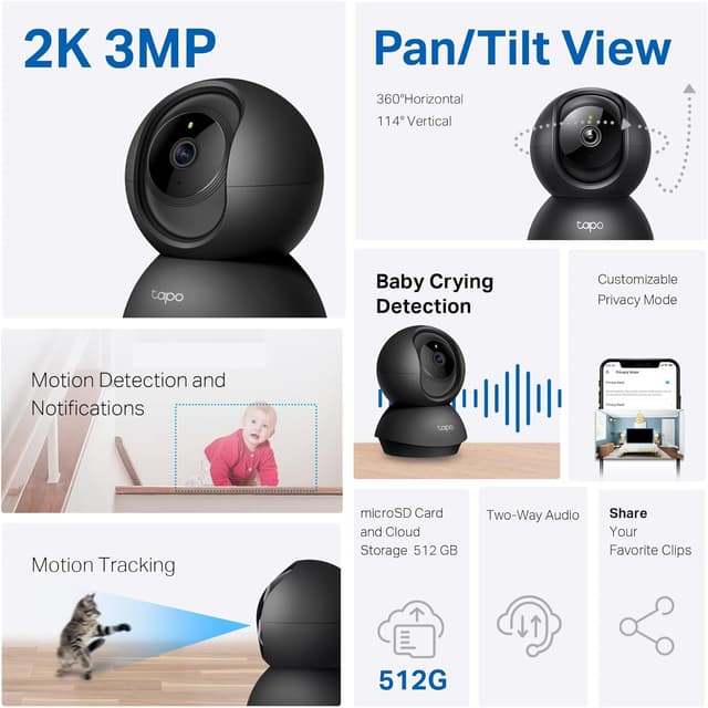 Detalle 2 de Tapo TP-Link 2K Pan-Tilt Security Camera