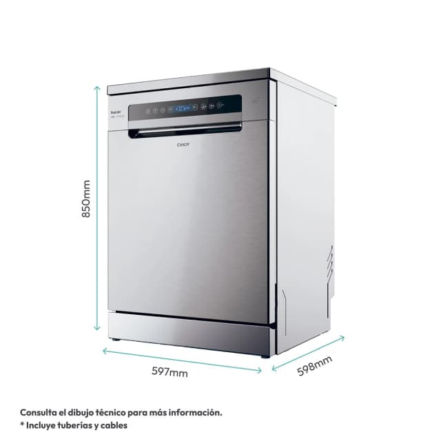 Detalle 2 de Lavavajillas Candy 14 servicios de 60 cm con WiFi y bandeja para cubiertos (CF 4C0F1S, reacondicionado Grado D)