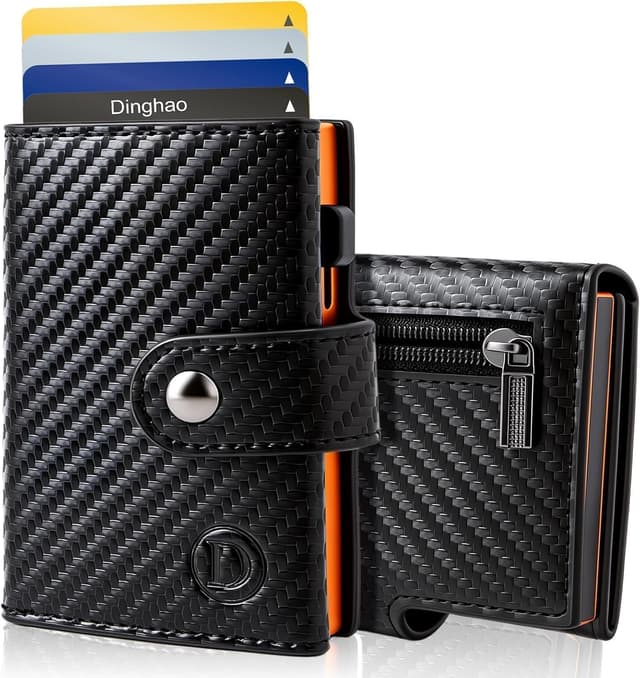 Detalle de Dinghao Herren-Geldbörse mit Münzfach & RFID-Schutz – Slim Wallet fürs Kartenetui