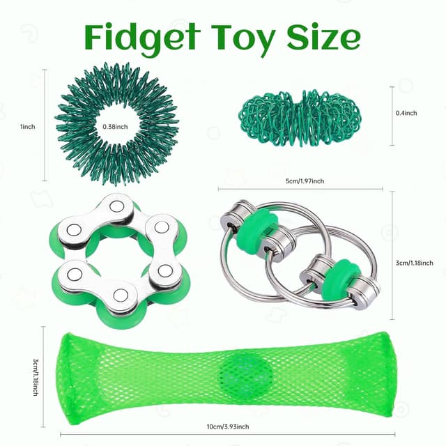 Detalle de ZQFTZQ 8-Piece Hand Fidget Toy Variety Pack (Bike Chain, Mesh & Marble, Spiky Rings)