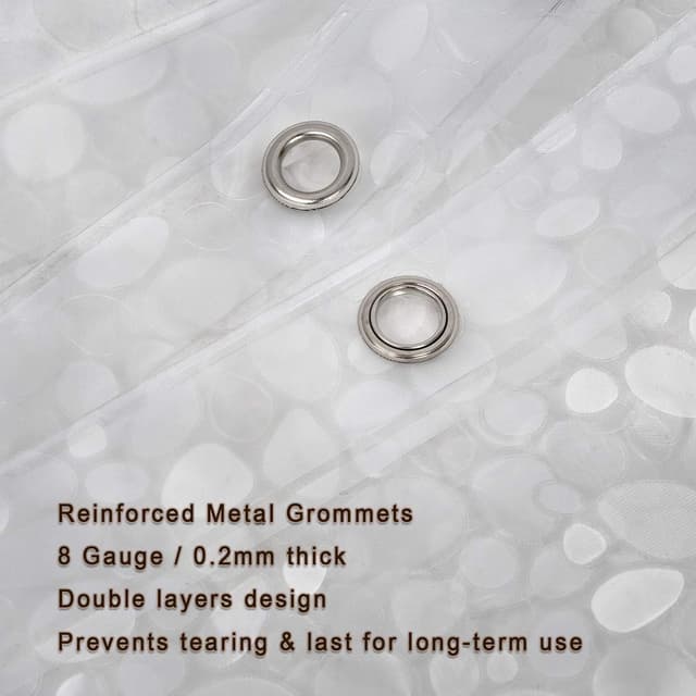Detalle 1 de Bostofy Waterproof Shower Curtain Liner (8G EVA), Thick Liner with 3 Bottom Magnets, 72 x 72 and 12 Hooks