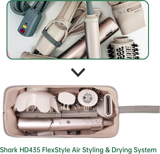 Detalle de KarSyon Shark Flex Style Case Travel Bag for Airwrap/Flat Iron Accessories (Camel)