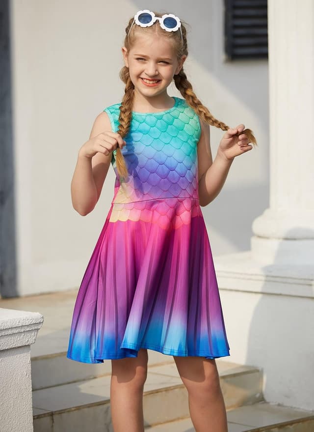 Detalle de AIDEAONE Mädchenkleid Schmetterling A-Linie ärmellos (4–12 Jahre)