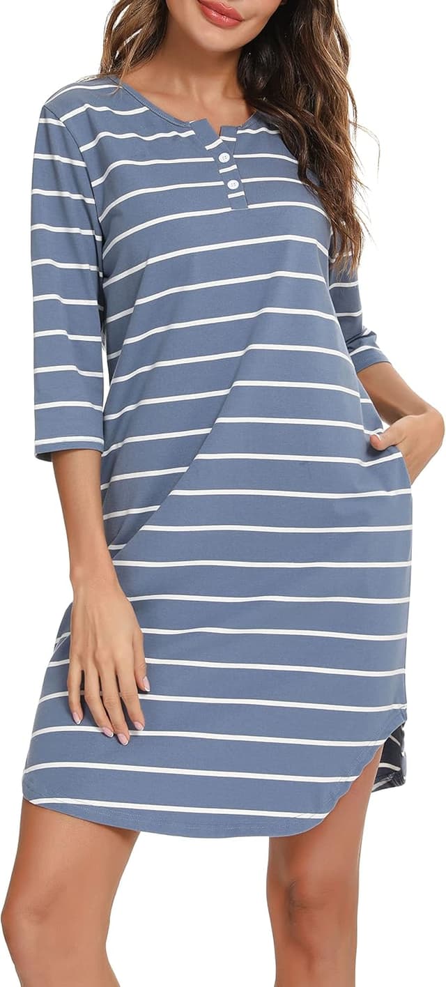 Detalle de Vlazom Nachthemd mit V-Ausschnitt S-XXL