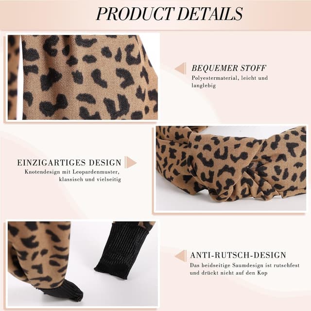 Thumbnail 3 de 6 StĂŒck Haarreifen Set Leopardenmuster 18 cm đ