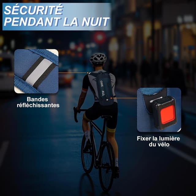 Detalle de LOCAL LION Sac à Dos Vélo 6L : petit sac de randonnée, VTT et moto, avec housse de pluie