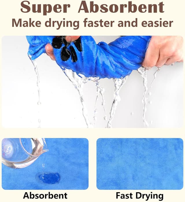 Detalle de Deepton Hundehandtuch (2er-Set) extra saugfähig, schnell trocknende Mikrofaser – 100 x 50 cm, blau