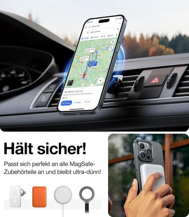 Detalle 2 de TORRAS Ultra Dünn Hülle für iPhone 15 Pro Max mit MagSafe – velvety Touch, stoß- & kratzfest, MagSafe-Adapter