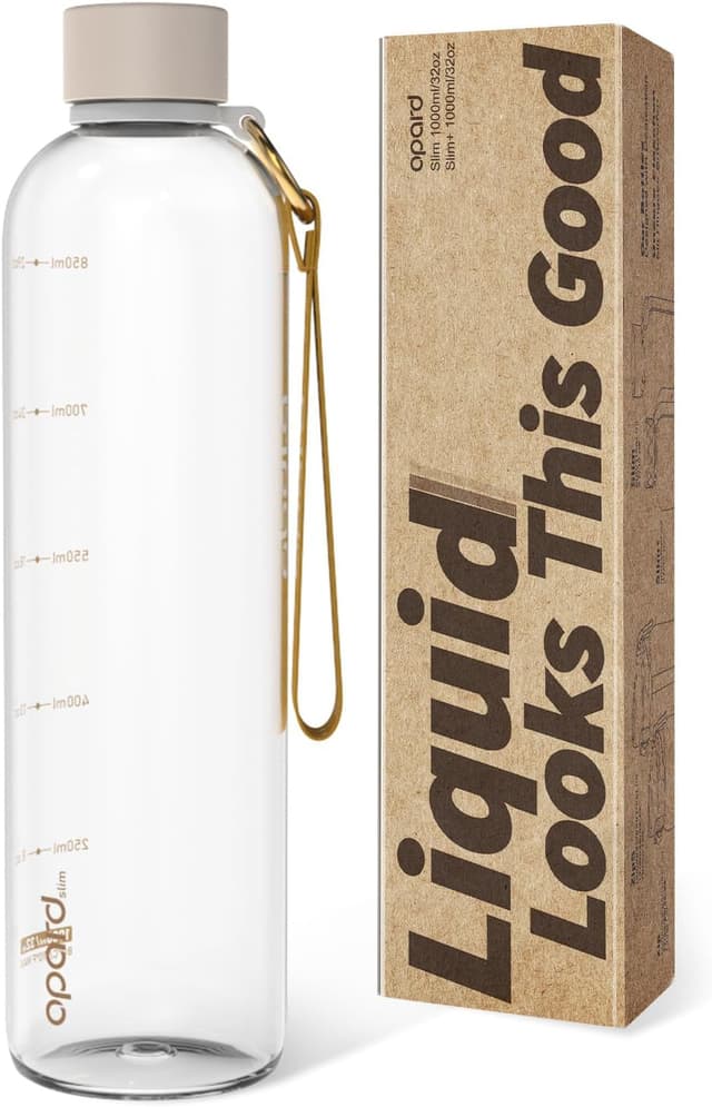 Detalle de Opard Slim Trinkflasche 1 l – spülmaschinenfest, BPA-frei und kohlensäuregeeignet mit auslaufsicherem Schraubverschluss