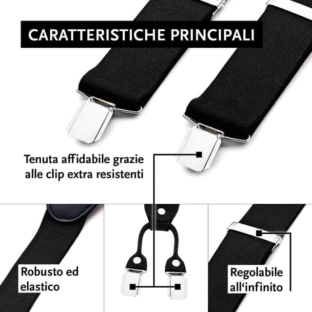 Detalle 2 de DonDon Bretelle uomo eleganti clip 3,5 cm