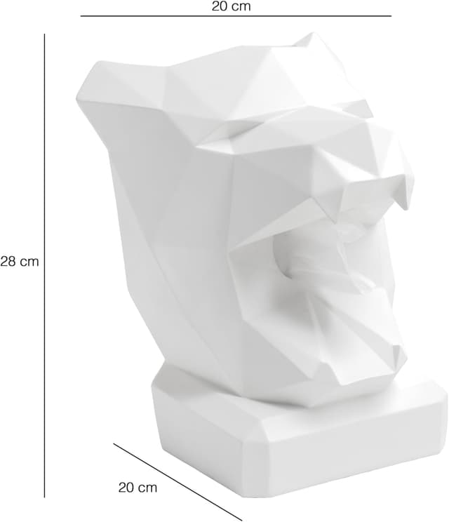 Detalle de NEUSTEIN Panther Taschentuchbox – Taschentuchspender mit Pantherkopf-Design in Weiß (21 x 23 x 30 cm)
