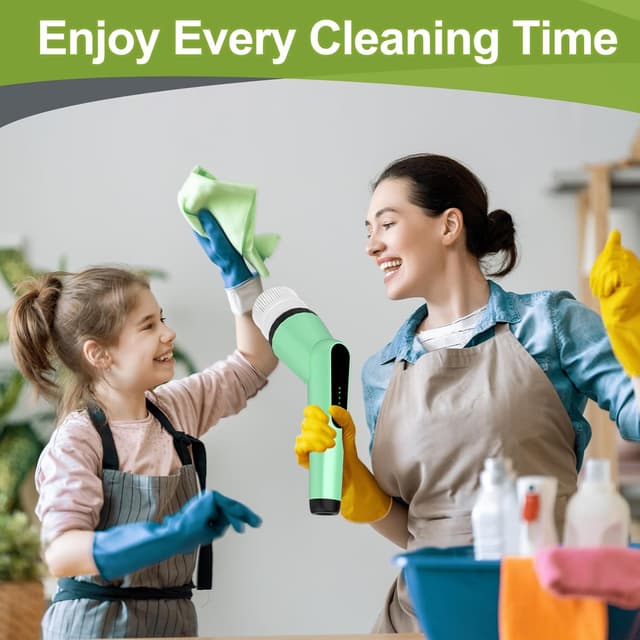 Detalle de Brosse de nettoyage électrique rotative 7 en 1 IPX7, 2 vitesses et manche réglable 30 à 120 cm