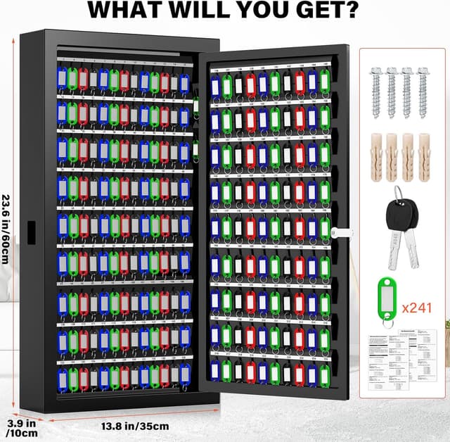 Detalle de Mejasg 225 Schlüssel Schlüsselkasten mit 16 zusätzlichen Seitenhaken und seitlichem Schlüsselsafe