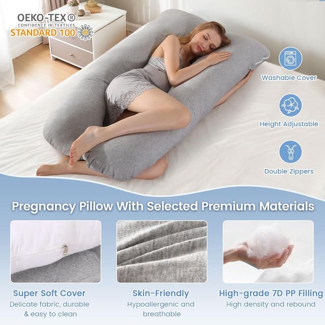 Thumbnail 6 de SHANNA Schwangerschaftskissen U-Form: Still-, Lager- und Komfortkissen mit gestricktem Baumwollbezug