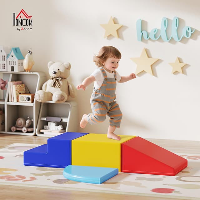 Detalle 2 de HOMCOM 4-piece Soft Play Climb and Crawl Foam Stairs & Ramp Set for Toddlers (1–3 years)