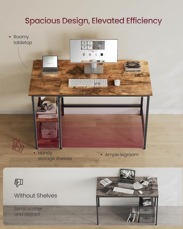 Detalle 2 de VASAGLE LWD47X computer desk 120 x 60 cm