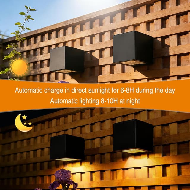 Detalle 1 de YUNYODA Solar Wall Lights 2 Pack Outdoor