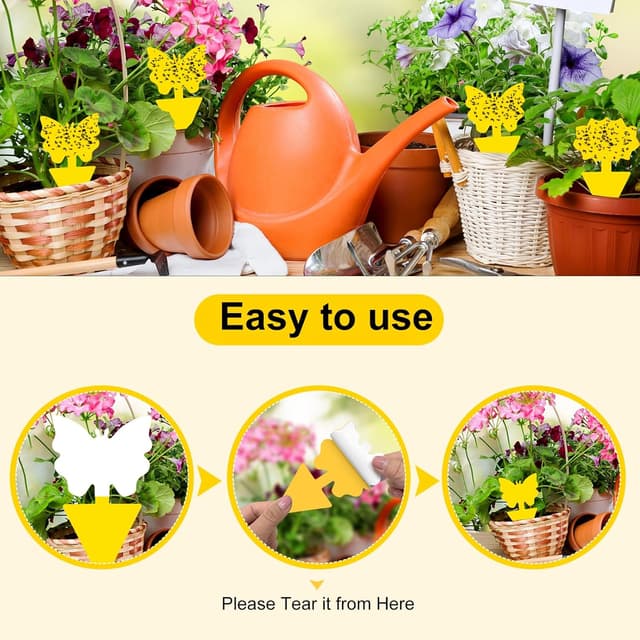 Detalle de 50 Pack Fly Catcher (30 Fly Strips + 20 Fungus Gnat Killer) TRllTECH for indoor and outdoor use