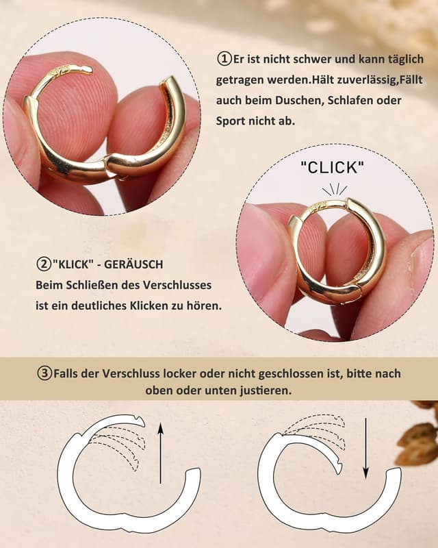 Detalle 2 de FIOROYAL 925 Silber Creolen 14K vergoldet