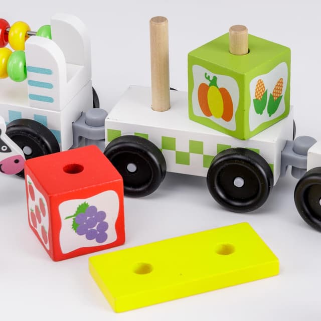 Detalle 2 de Baroni Toys Trenino Giocattolo in Legno 15 pezzi 🚂