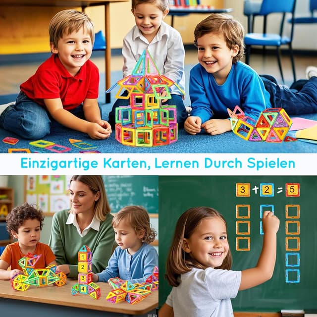 Detalle de Assark Magnetische Bausteine Magnetspielzeug mit 60 Fliesen-Set (3–8+ Jahre) – Montessori Konstruktion für Kinder