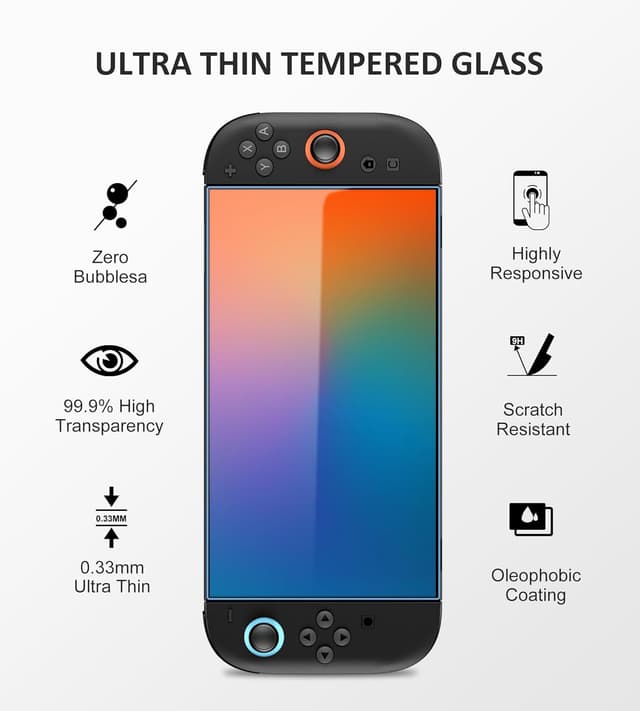 Detalle de GAMSINGY Switch 2 Panzerglas-Schutzfolie (9H) – Schutzglas für Nintendo Switch 2 2025, 2 Stück