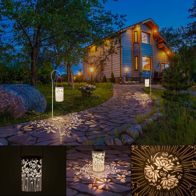 Detalle 2 de Freekite Solar Lantern for Garden with Shepherd’s Hook (IP65) – metal outdoor decorative path light