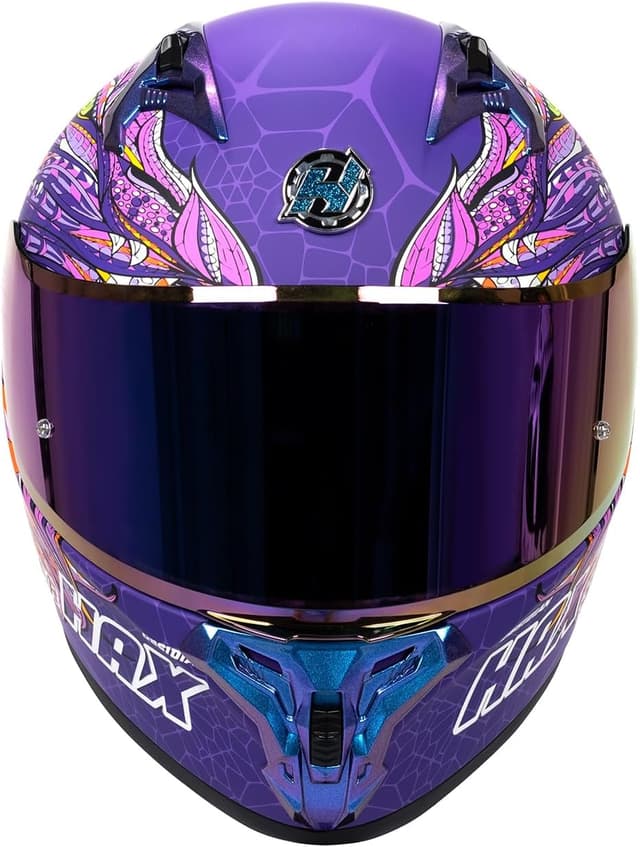 Detalle de HAX Obsidian Pro Full Face Dual Visor Motorcycle Helmet (Pinlock Ready, DOT Approved) — Slyer Purple, Adult