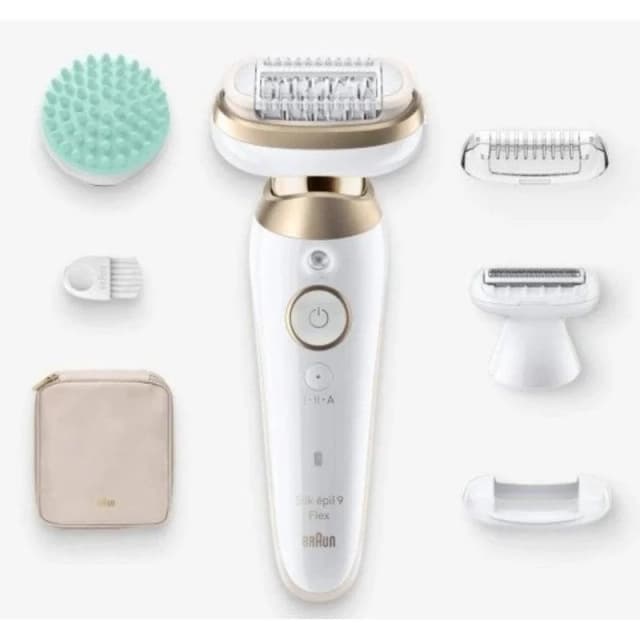 Detalle de Braun Silk-épil 9 Flex 9-071 3D (Oro Blanco) depiladora con 40 pinzas Wet&Dry y MicroGrip