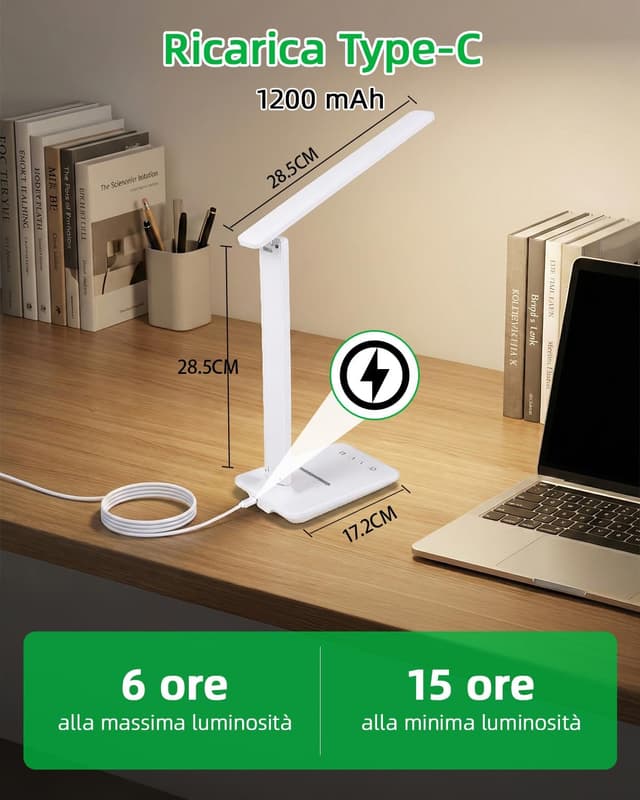 Detalle de Carehabi Lampada scrivania LED ricaricabile