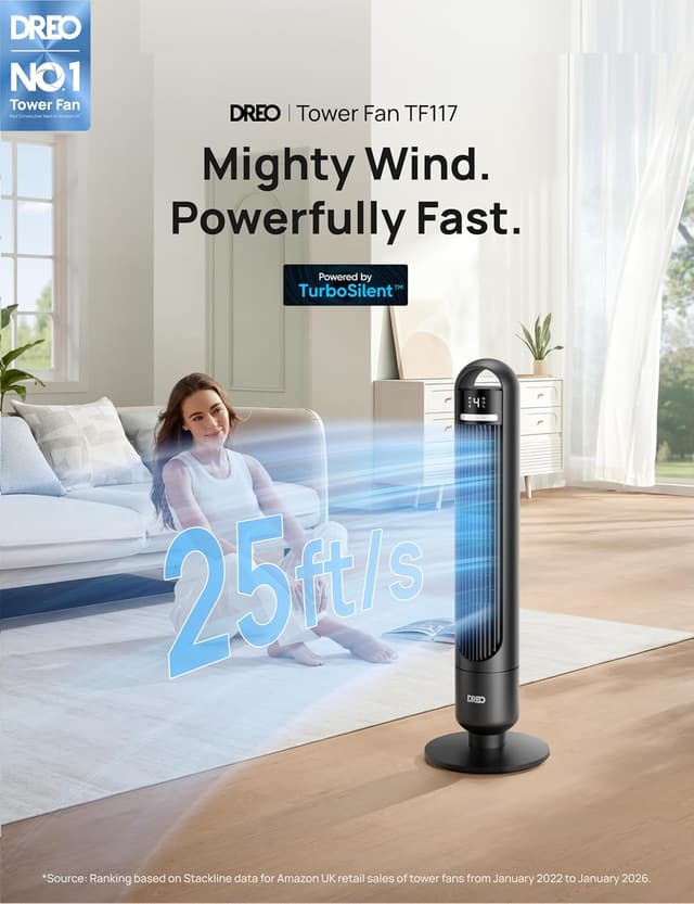 Thumbnail 1 de Dreo 28dB Silent Tower Fan for Bedroom