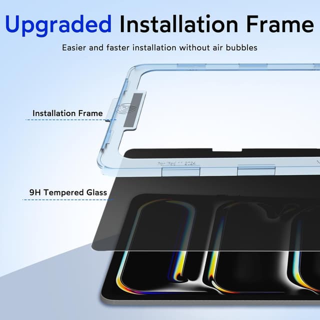 Detalle de Protection d’écran anti-espion MOBDIK pour iPad Pro 11" M5 2025 / M4 2024 avec verre trempé 9H (1 pièce)