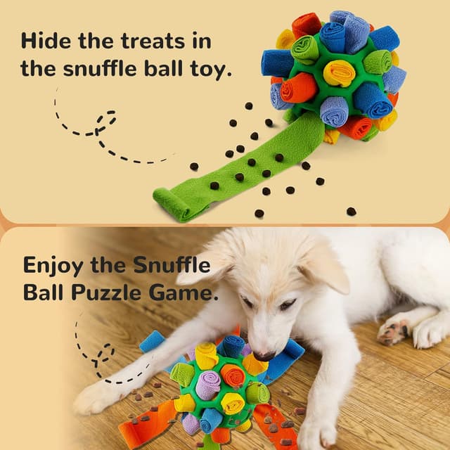 Detalle de Larimuer Schnüffelball für Hunde – tragbares Schnüffelspielzeug im Schnüffelteppich-Format (Grün & Regenbogen)