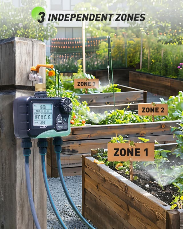 Detalle 2 de RAINPOINT Programador Riego 3 Salidas con LCD