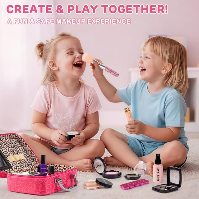 Detalle de Dreamon Kids Makeup Set for Girls (Ages 5–12) – Washable, Non-Toxic Pretend Play Princess Kit