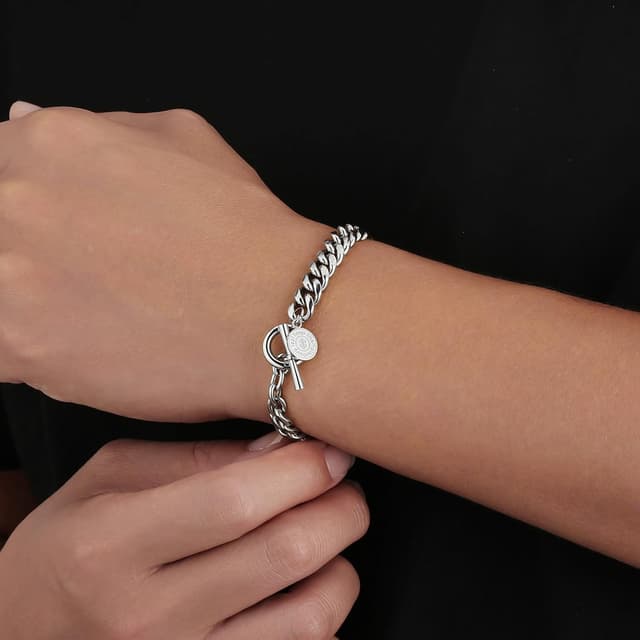 Thumbnail 6 de KRKC&CO Herren Panzerkette Armband mit T-Stab Verschluss (8 mm) – 14K Gold/Weißgold beschichtet, Edelstahl