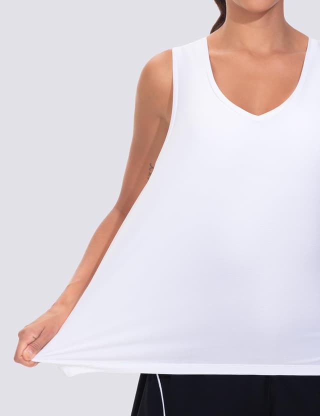 Detalle 2 de THE GYM PEOPLE Débardeur extensible à col en V pour femme, coupe ample et séchage rapide