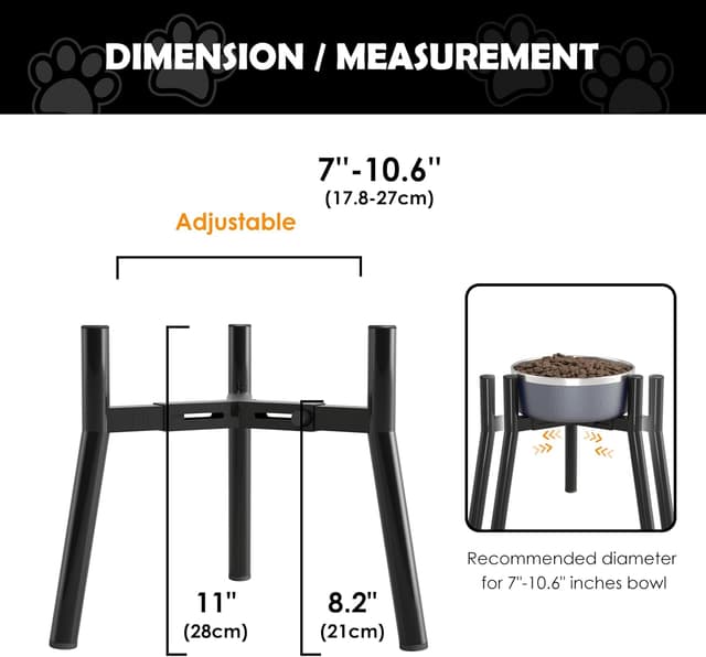 Detalle 2 de Supporto per ciotole per cani di taglia grande con larghezza regolabile (metallo) – ciotola rialzata per ciotole da 17,5 a 27 cm