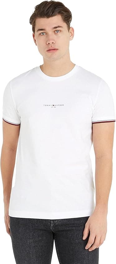 Imagen de Tommy Hilfiger Tipped Tee Blanco Manga Corta para Hombre 👕 en OfertitasTOP