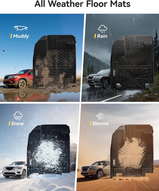 Thumbnail 6 de 3W TPE All-Weather Floor Mats, Cargo Liner & Back Seat Covers for 2022-2026 Nissan Pathfinder (7-Passenger) — Black