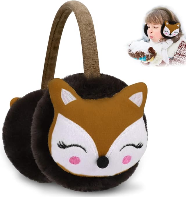Detalle de Uoimky Ohrenwärmer für Kinder mit Fuchs-Motiv – winddicht, einstellbar