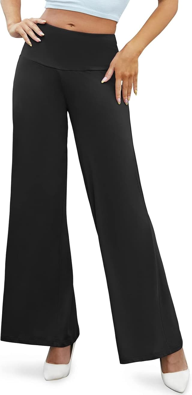 Detalle de Arolina Women’s Stretchy Wide Leg Palazzo Lounge Pants with High Waist & Pockets