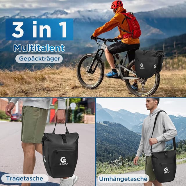 Thumbnail 5 de GUOOTU 2er Set Fahrradtasche Gepäckträger 24L Schwarz